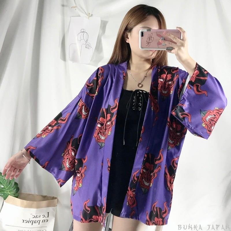 Japanese Kimono Cardigan Demon - Purple