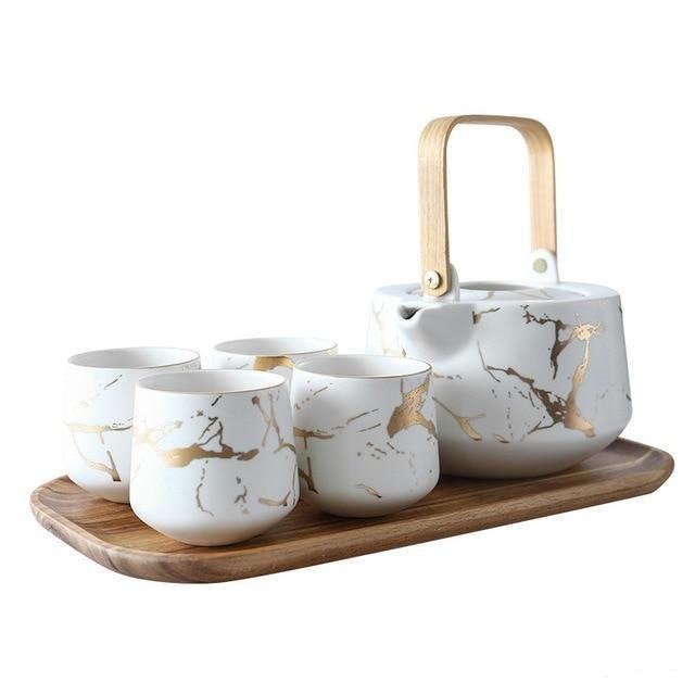 Japanese Tea Cup Set - Temple White
