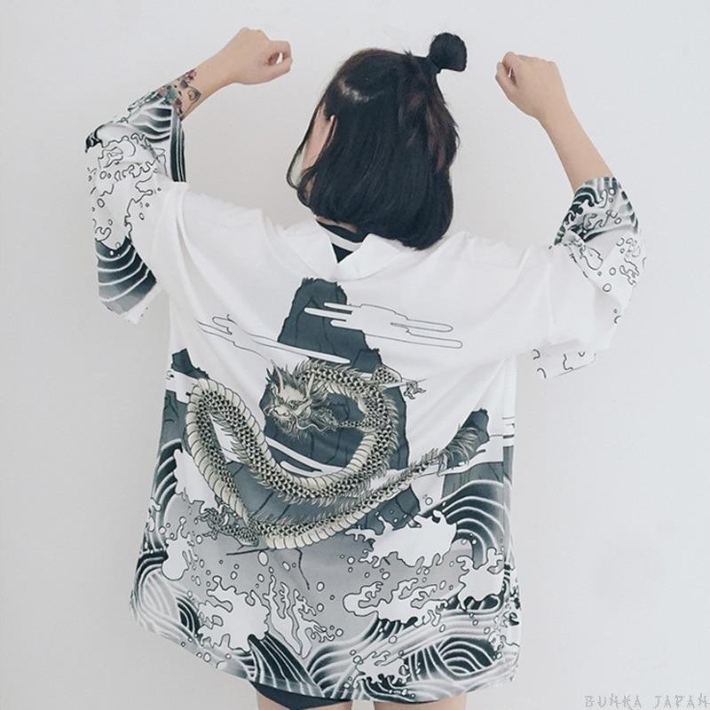 Kimono-Cardigan-Black-Ink-Dragon-Back-View