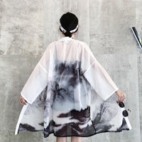 Thumbnail for Kimono-Cardigan-Black-Ink-Painting-Back-View