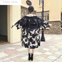 Thumbnail for Back-View-Of-Kimono-Cardigan-Flying-Swan